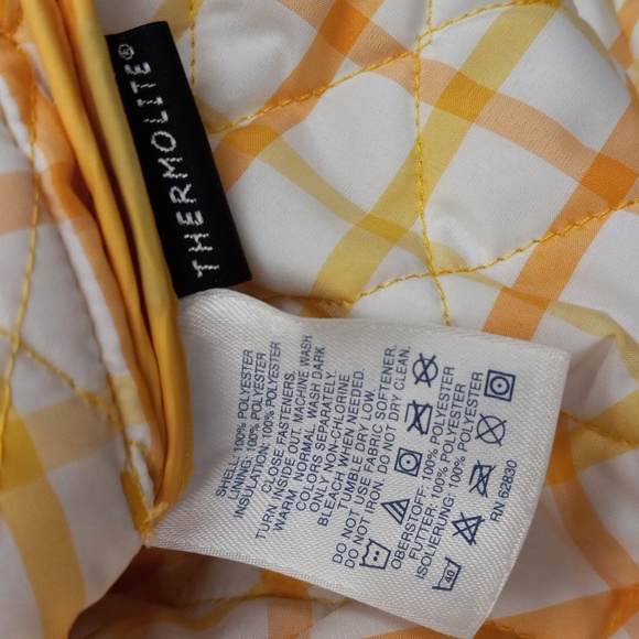 Lands End Sunshine Yellow, Quilted, Thermolite, 2 Pocket, Button Down Jacket - Picture 9 of 13
